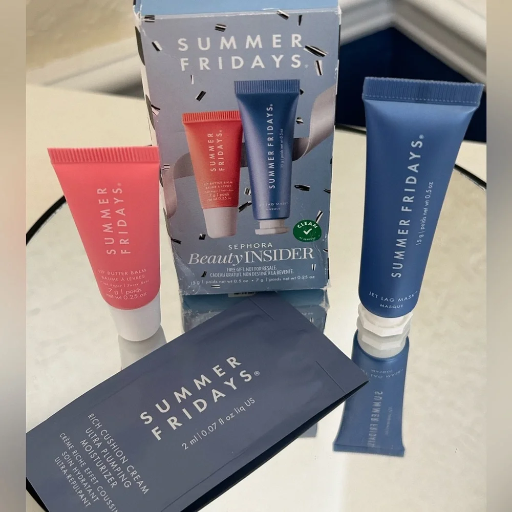 Summer Fridays Set—Jet Lag Mask & Pink Sugar Lip Butter + Sample Cushion Cream